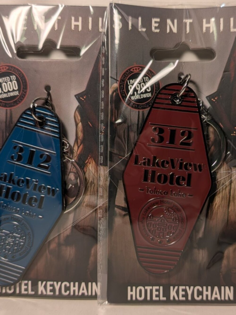 Silent Hill Lakeview Hotel Keyrings Blue And Red Versions Set Of 2 Keychains